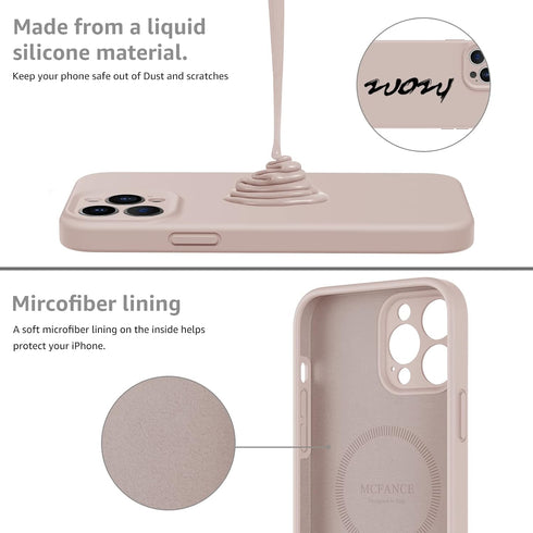 MCFANCE Silicone Magnetic for iPhone 13 Pro Max Case | Compatible with MagSafe, Full Camera & Shock Protection | Pink Sand (6.7 inch 2021)...