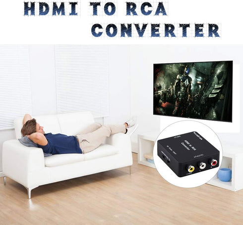 HDMI to RCA, HDMI to RCA Converter 1080P HDMI to 3RCA CVBs Composite Video Audio Converter Adapter Supports PAL/NTSC for TV Stick, Roku, Chromecas...
