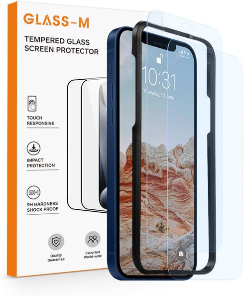 GLASS-M Anti-Blue Light Screen Protector for iPhone 12 Mini, Eye Protection 9H Tempered Glass Film, Full Coverage Blue Light Blocking Screen Cover...