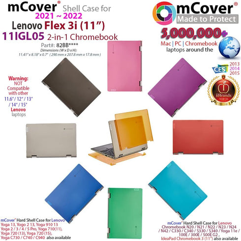 mCover Case Compatible with 2021~2022 11.6" Lenovo Flex 3i 11IGL05 2-in-1 Chromebook Laptop ONLY (NOT Fitting Any Other Lenovo Models) - Black...