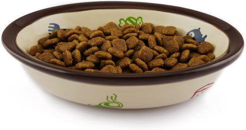 Oval Ceramic Cat Food Bowl,Cute Cartoon Pattern, Dog& Cat Basic Bowl, Small Pet Feeding Dishes for Cat, Kitten, Small Dog, Dishwasher Safe…...