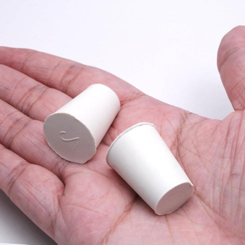 10 Pcs White Solid Rubber Stoppers 2# Tapered Lab Rubber Plugs for Sealing, 20mm x 15mm x 26mm...