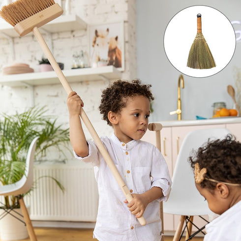 Veemoon 4 Pcs Handheld Cleaning Broom Small Whisk Broom Rustic Household Broom Mini Straw Broom Home Broom Dust Brush for Indoor Outdoor...