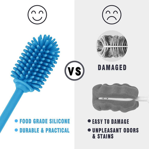 Silicone Bottle Cleaning Brush with Long Handle, Water Bottle Cleaner for Baby Bottles, Hydro Flask, Sports Bottle, Vase, Glassware, Perfect for S...