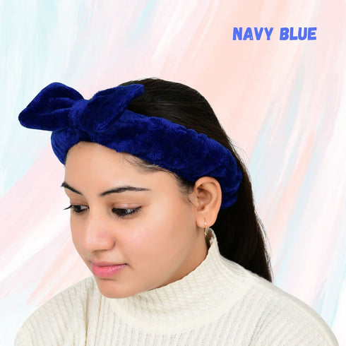 Spa Facial Makeup Headbands,Bow Headband for Washing Face Fuzzy Skincare,Fleece Cosmetic Headband For Women Girls,Microfiber Hair Band Pack of 1 B...