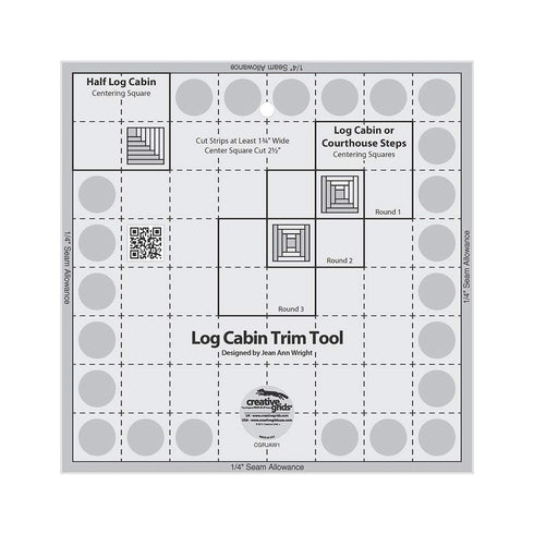 Creative Grids Log Cabin Trim Tool Quilt Ruler – CGRJAW1 – Made in USA, 8-1/2in x 8-1/2in, Non-Slip Grip Acrylic Quilting, Sewing, Crafting, Patch...