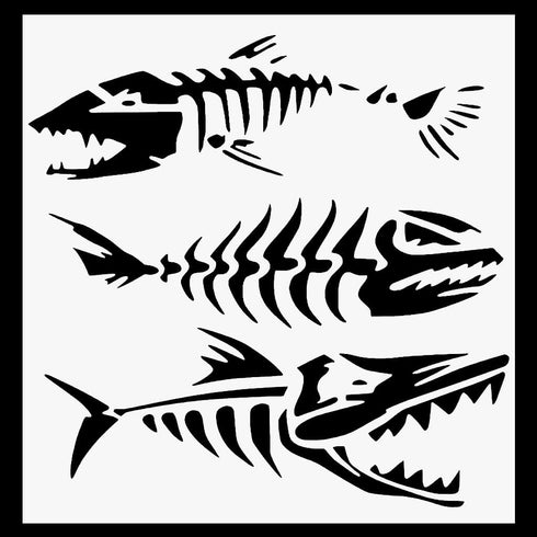 Fish Stencil, Skeleton Fish Stencil - Fish Stencils for Painting on Wood, Canvas, Paper, Fabric, Wall, and Furniture - Art and Craft Supplies - Gr...