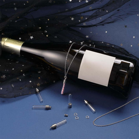 SUNNYCLUE 1 Box 10Pcs Vial Necklace Bulk Wish Bottle Necklace Making Kit Glass Bottle Charms Necklace Screw Cap Bottle Empty Clear Vial Necklaces ...