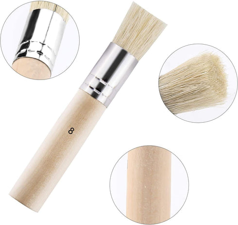 LUTER 6Pcs Wooden Stencil Brushes, Natural Bristle Stencil Brushes for Acrylic Painting, Oil Painting, Watercolor Painting, Card Making, DIY Art C...