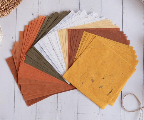 Natural Fiber Mulberry Tree,Banan Bark 6 x 6 Inches Square Origami Paper Arts Folding Craft, Decoration Paper, Square Folding Paper for DIY Crafts...