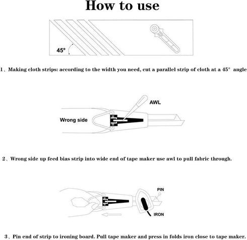 YICBOR Bias Tape Maker 6mm 9mm 12mm 18mm 25mm Fabric Bias Binding Maker with Binder foot Bradawl Quilting Clips Sewing Pins Kit (Bias Tape Maker(b...
