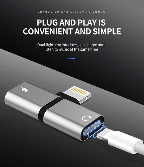 Headphone Adapter for Iphone(2pack)Adaptador para Splitter Audio and Charge Charger Dual Lightning Earphone 2 in 1 Dongle Jack Earbud Cable Compat...
