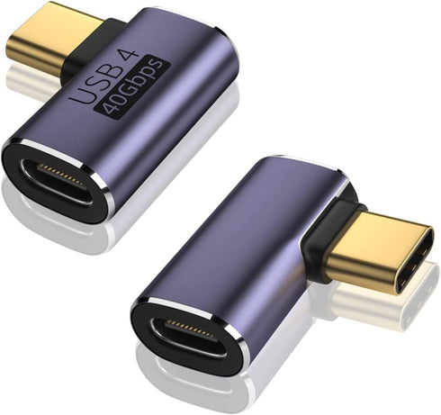 V VCOM USB C 90 Degree Adapter (2 Pack), 40Gbps Data Transfer USB Type C Male to Female Right Angle Extender for Steam Deck,Switch,Thunderbolt4, L...