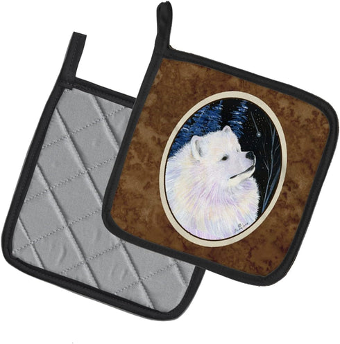 Caroline's Treasures SS8376PTHD Starry Night Samoyed Pair of Pot Holders Kitchen Heat Resistant Pot Holders Sets Oven Hot Pads for Cooking Baking ...