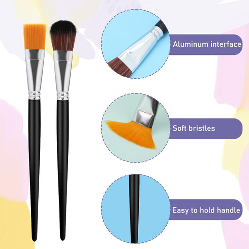 6 PCS Mop Brush for Acrylic Painting 1 Inch Face Paint Brushes with Wooden Handle Oval Blending Brushes for Acrylic Painting, Watercolor, Face Bod...