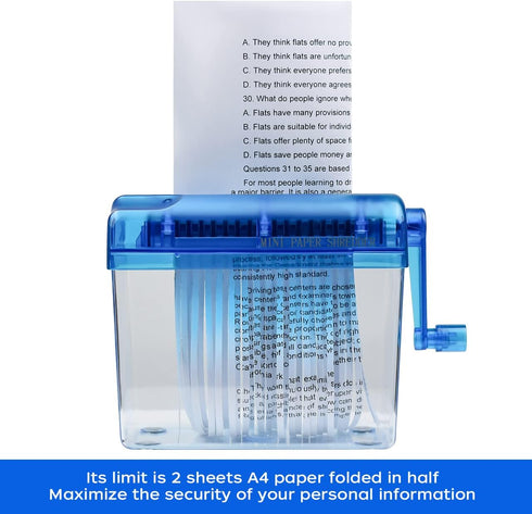 JIKIOU Mini Hand Shredder Portable Paper Shredder Manual Shredder Documents Paper Cutting Tool Home Office Desktop Stationery Christmas Birthday G...