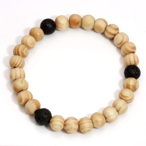 MILAKOO 4Pcs Lava Rock Stone Beads Essential Oil Diffuser Bracelet for Men Women Wood Beads Bracelet...
