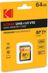 KODAK Premium Memory Card 64GB, 85MBs Read Speed, 25MBs Write Speed for Full HD Video and High-Resolution Pictures, Compatible with SDHC and SDXC ...