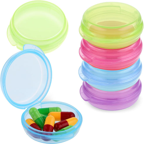 4 Pcs Mini Pill Organizer Small Pill Box Cute Portable Pill Case for Pocket Purse Travel Storage Containers Earplug Case Medicine Dispenser Vitami...