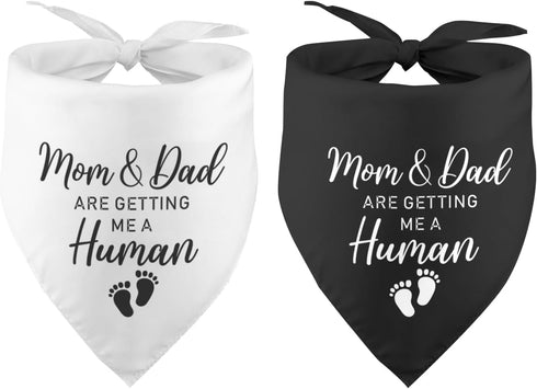 2 Pack Mom&dad are Getting Me a Human Dog Bandana Pregnancy Announcement Gender Reveal Baby Announcements Ideas Photo Prop Pet Scarf Pet Accessori...