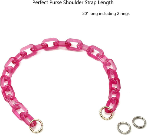 Yichain Chunky Acrylic Purse Strap Bag Chain Handle Replacement,Handbag Purse Making Accessory Decoration (Rose)...