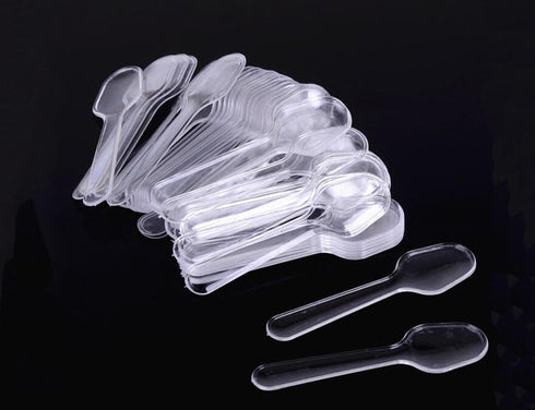 500Pcs 7.5cm/3inch Mini Clear Mini Plastic Spoons Disposable Tasting Spoon Scoops for Dessert Ice Cream Appetizer Cake Spices Food Supply...