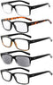 Eyekepper 5 Pack Reading Glasses for Men Includes Reader Sunglasses Spring Hinges Classic Cheater Glasses +1.75...