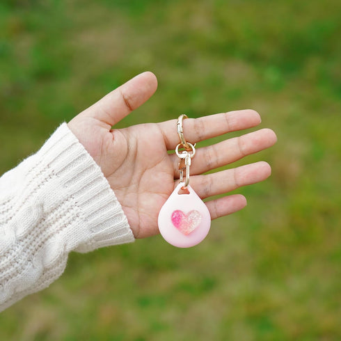 Cute Airtag Necklace Holder for Kids Girls, 2 Pack Love Heart and Rainbow Case Cover for Apple Airtag......