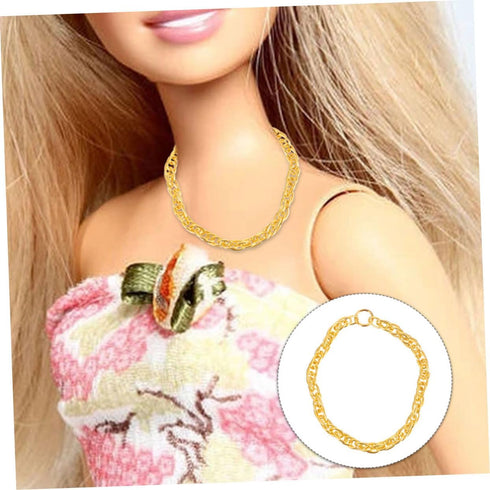 50pcs Adjustable Gold Necklace Golden Dolls Chain Necklace Gold Necklace Prom Miniature Gold Chain Necklace Hip Hop Chain Necklace Toys Princess A...