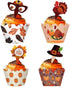 48 Pieces Thanksgiving Cupcake Toppers Cupcake Wrappers Kit for Thanksgiving Day Autumn Cake Decoration...