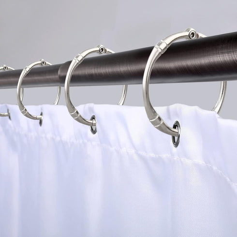Shower Curtain Hooks, Rustproof Decorative Shower Curtain Rings Metal Round Shower Hooks for Bathroom Shower Rod, 12 Pack (Nickel)...