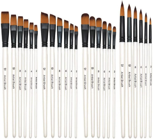 Brush Set, 4 Packs of 24 Nylon Brushes, Suitable for Professional Sets of Multi-Purpose Oil Painting Watercolor Artists, Miniature Details and Roc...
