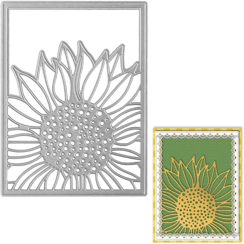 Hying Metal Sunflower Frame Cutting Dies for Card Making, Fall Frame Dies Thanksgiving Flowers Die Cuts for Crafting Stencil Embossing Tool Scrapb...