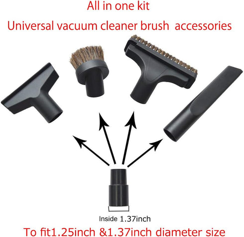 EZ SPARES 5PCS Universal Replacement 32mm&35mm Vacuum Cleaner Accessories Horsehair Brush Kit for 1 1/4 inch 1 3/8 inch Crevices Tool Kit...