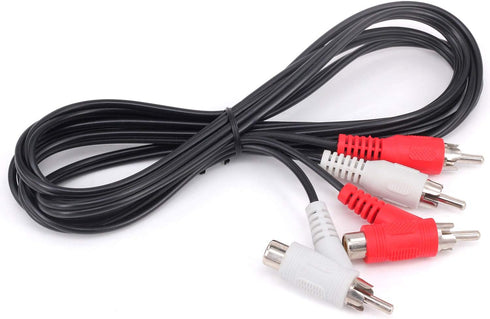RCA Audio Piggyback Extender Cable, 5Ft 2 RCA Male to 2 RCA Male + RCA Female Piggyback Extension Audio Video AV Adapter Cord...