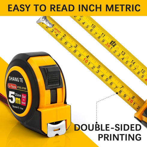 Tape Measure 16 Ft Steel Measurement Tape Measuring Tape Retractable Self-Locking Retractable Tape Measure with Fractions Small Tape Measure Retra...