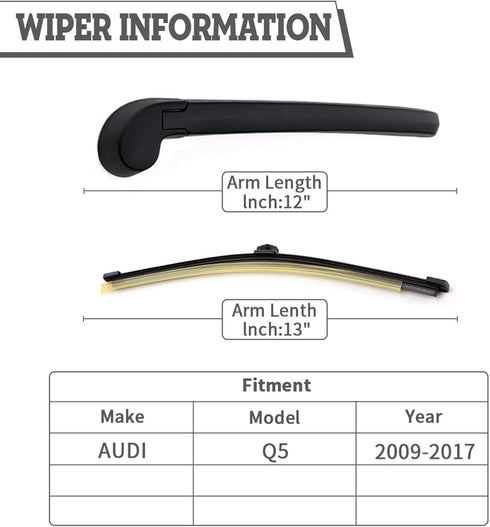 Rear Wiper Arm Blade Nut Set Replacement for AUDI Q5 2009-2017 VW Volkswagen Touareg 2011-2017 SQ5 2014-2017,Rear Wiper Cover Accessories Assembly...
