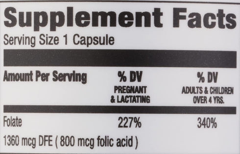 Amazon Elements Folic Acid 800 mcg per serving, Tablet, 180 Count, Pack of 1, Women's Dietary Supplement for Healthy Prenatal Development, 6 Month...