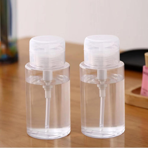 3 Pack Push Down Pump Dispenser Empty Push Top Bottles Containers for Nail Polish Makeup Remover Micellar Water Facial Toner 6.7oz/200ML...