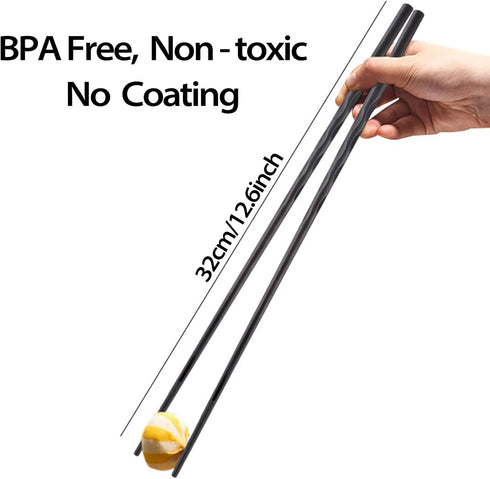 2 Pairs 12.6 Inches (32cm) Cooking Extended Chopsticks Reusable, Fiberglass Chop Sticks for Kitchen Noodles Frying Hotpot, Japanese Chinese Extra ...