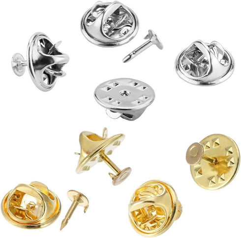 120 Pack Butterfly Clutch with Blank Pins,YuCool Pin Backs Tie Tacks Replacement for Craft& Jewelry Making -Locking Pin Backs(60 Silver and 60 Gol...