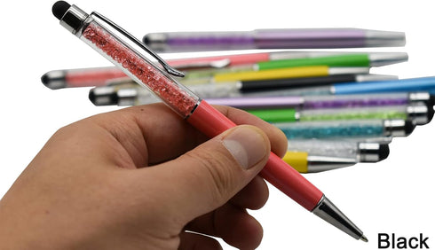 Maydahui 30PCS Crystal Diamond Capacitive Ballpoint Pens Universal Touch Screen Stylus Pen Retractable 2 in 1 Pens Black Ink for School Studens Ce...