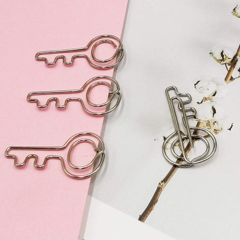 Rurili 20 Pieces Metal Key Shaped Wire Paper Clips for Office School Home Use(Silver)...