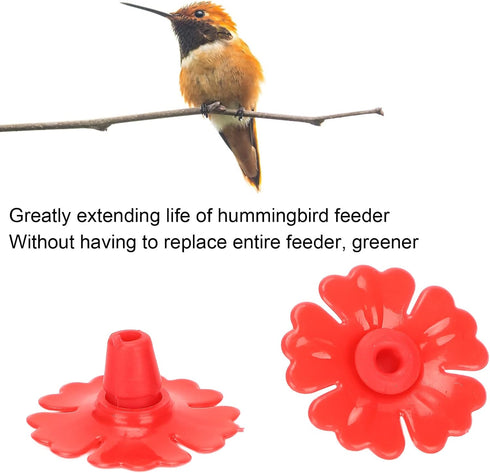 30Pcs Hummingbird Feeder Flowers Hanging Bird Feeding Ports Replacement Parts Garden Supplies(Red)...