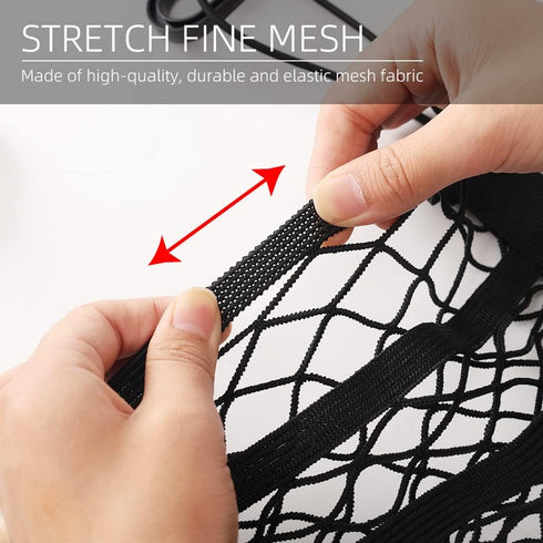 Che Yuefu 3-Layer Car Mesh Organizer, Seat Back Net Bag, Barrier of Backseat Pet Kids, Cargo Tissue Purse Holder, Driver Storage Netting Pouch (Up...