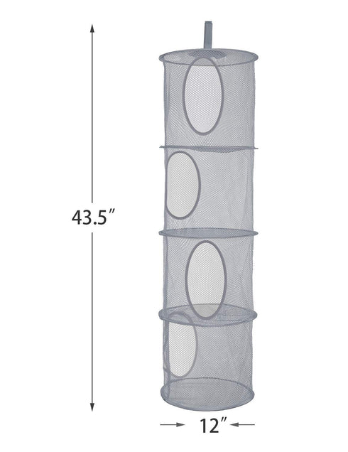 Libeder Mesh Hanging Storage Space Saver Bags Organizer,Foldable Storage Organizer 4 Compartments Toy Storage Basket for Kids Room Bathroom 2 Sets...