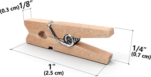 LWR CRAFTS Wooden Mini Clothespins 100 Per Pack 1" 2.5cm (Natural)...