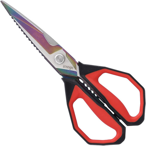 LIVINGO Sharp Kitchen Scissors for Food - Titanium Coated Forged Stainless Steel Heavy Duty Shears All Purpose for Cooking Utility Cutting Poultry...