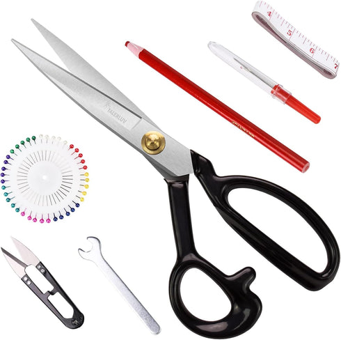 Talerluv Professional Sewing Fabric Scissors, Heavy Duty Sharp Tailor Haberdashery Shear with Fabric Pencil, Pins, Snips, Tape Measure, Seam Rippe...
