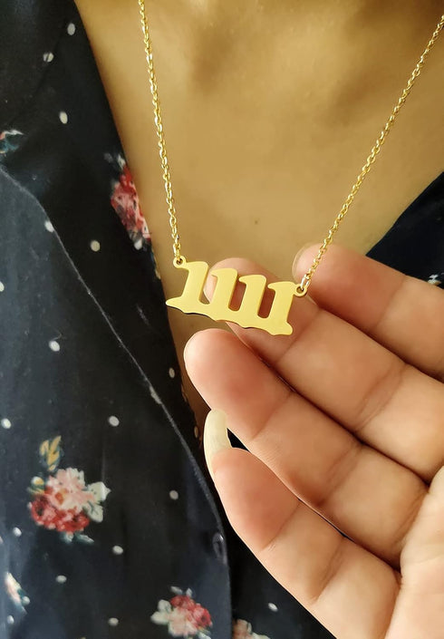 Angel Numbers Necklaces,Women Girls Dainty Gold Silver 111 1111 222 333 444 555 666 777 888 8888 999 Pendant Necklace Spiritual Numerology Jewelry...